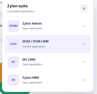 Actual Zylon Suite launcher used to access governed enterprise applications including HRMD